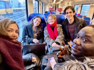 A selfie of the VPROSINT team on the train to Hilversum